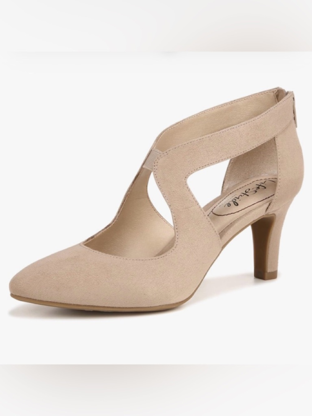 Life Stride Bone in Color Cutout Mid Heel Pump 8.5
